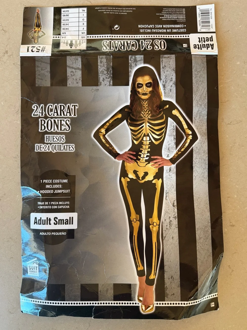 Gold Metallic Skeleton Halloween Costume 24 Carat Bones - Womens Small 2-4